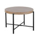 Reena End Table Light Brown Mahogany Black Metal Frame Round 28’’ BM325486