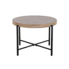 Reena End Table Light Brown Mahogany Black Metal Frame Round 28’’ BM325486