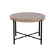 Reena End Table Light Brown Mahogany Black Metal Frame Round 28’’ BM325486