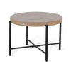 Reena End Table Light Brown Mahogany Black Metal Frame Round 28’’ BM325486