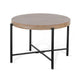 Reena End Table Light Brown Mahogany Black Metal Frame Round 28’’ BM325486