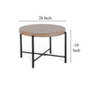 Reena End Table Light Brown Mahogany Black Metal Frame Round 28’’ BM325486
