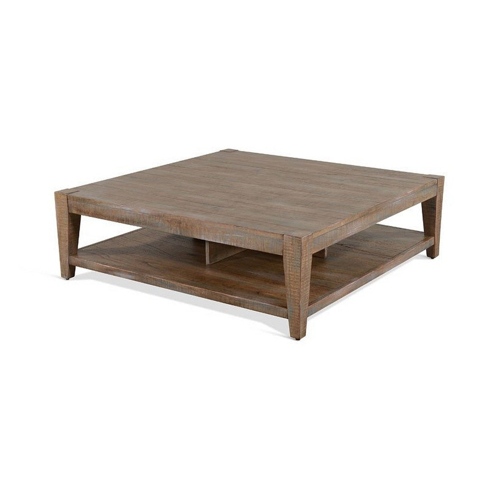 Lilly Coffee Table 1 Shelf Light Brown Mahogany Wood Square 48’’ BM325487