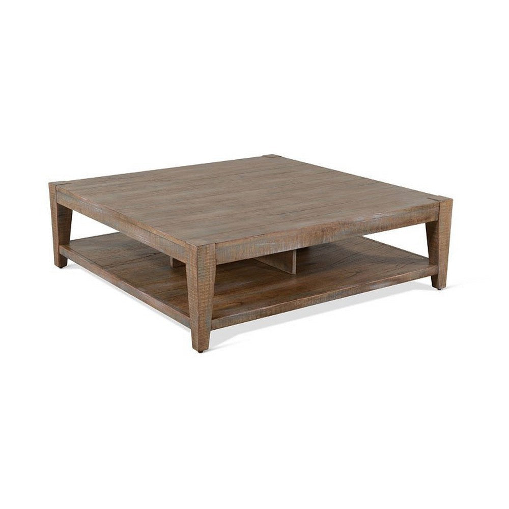 Lilly Coffee Table 1 Shelf Light Brown Mahogany Wood Square 48’’ BM325487