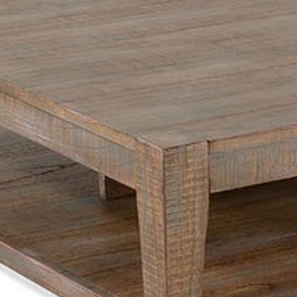 Lilly Coffee Table 1 Shelf Light Brown Mahogany Wood Square 48’’ BM325487