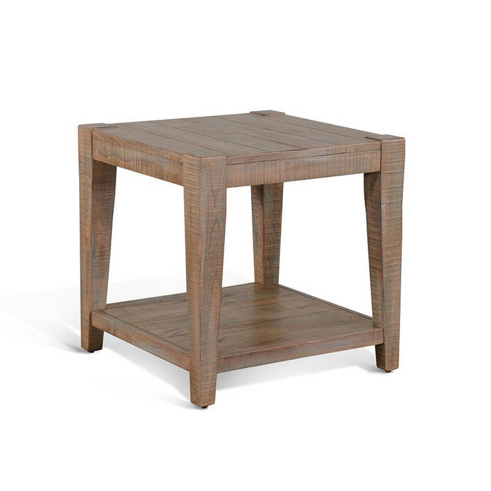 Lilly Side End Table 1 Shelf Light Brown Mahogany 24’’ Square Top BM325489