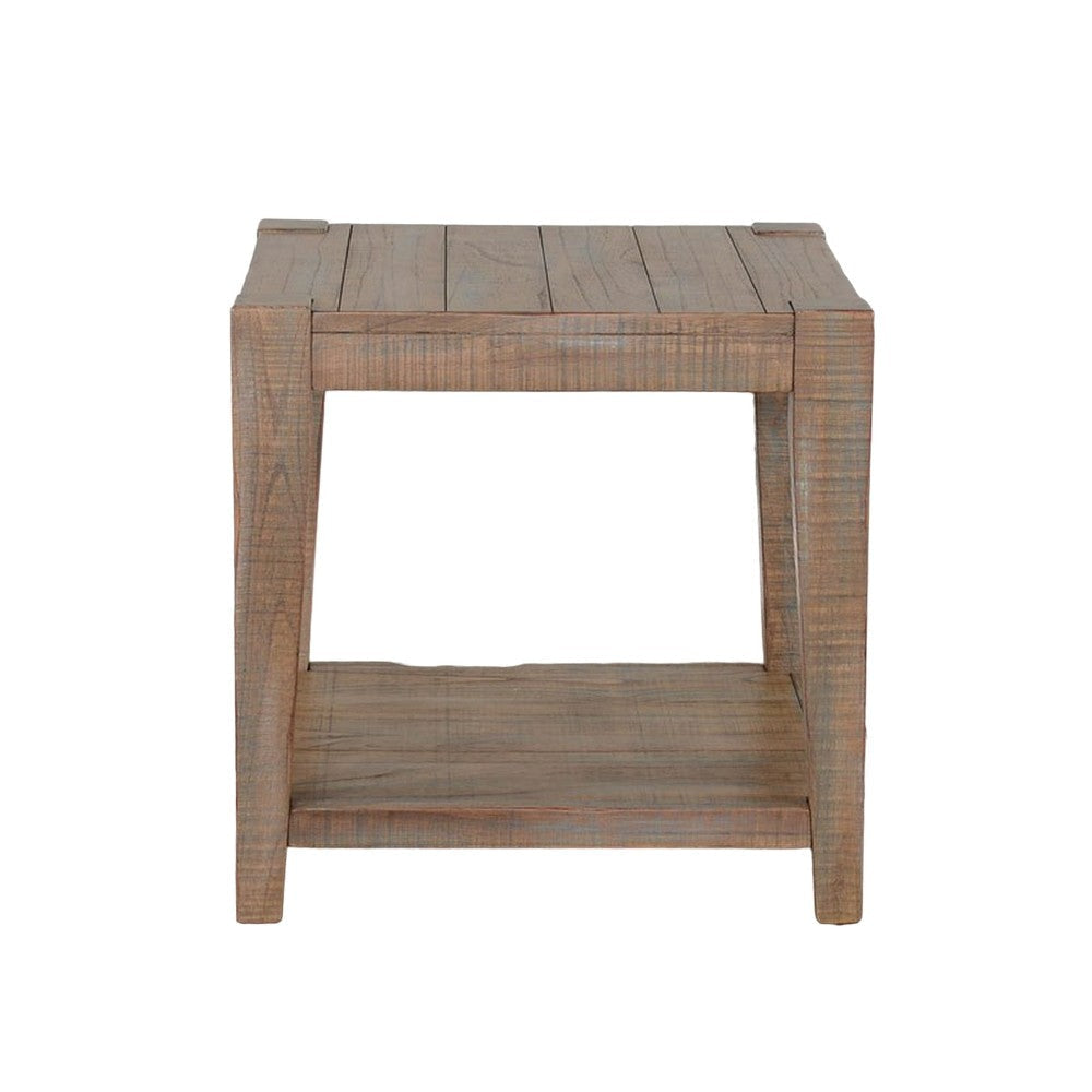 Lilly Side End Table 1 Shelf Light Brown Mahogany 24’’ Square Top BM325489