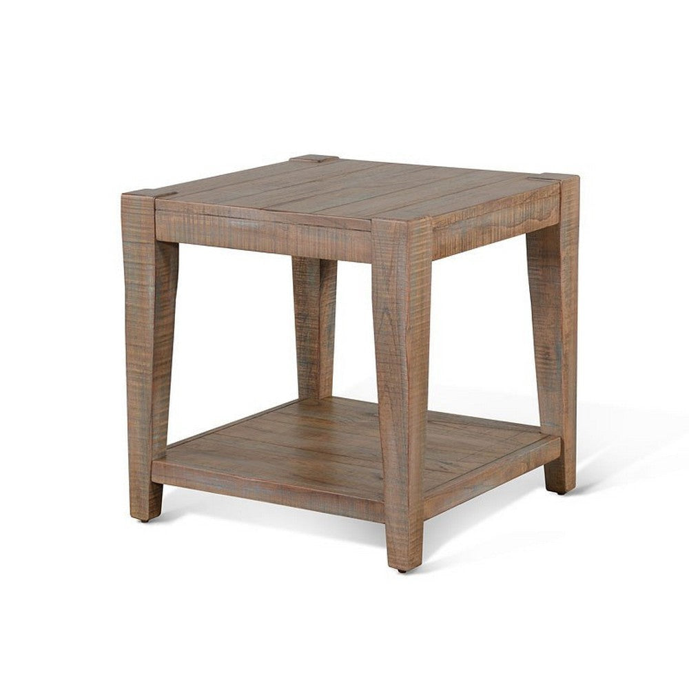 Lilly Side End Table 1 Shelf Light Brown Mahogany 24’’ Square Top BM325489