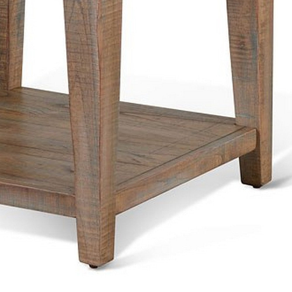 Lilly Side End Table 1 Shelf Light Brown Mahogany 24’’ Square Top BM325489