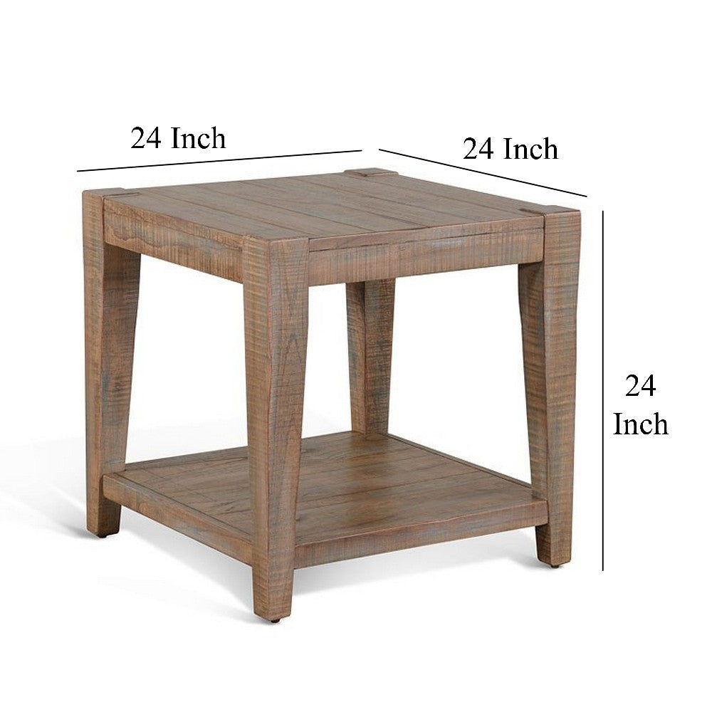 Lilly Side End Table 1 Shelf Light Brown Mahogany 24’’ Square Top BM325489