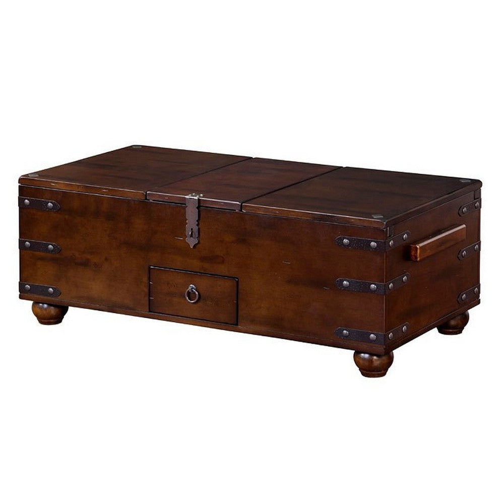 Odel Trunk Coffee Table Dark Brown Mahogany Rectangular 48’’ Top BM325491