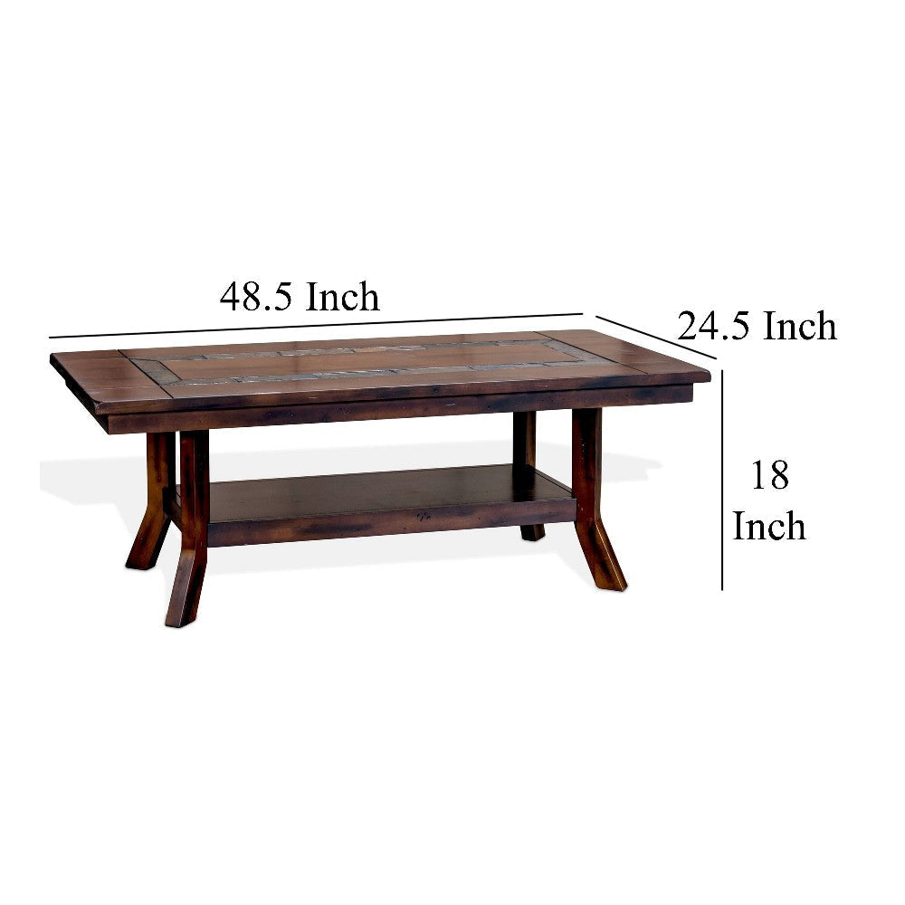 Odel Coffee Table 1 Shelf Dark Brown Mahogany Rectangular 49’’ Top BM325492