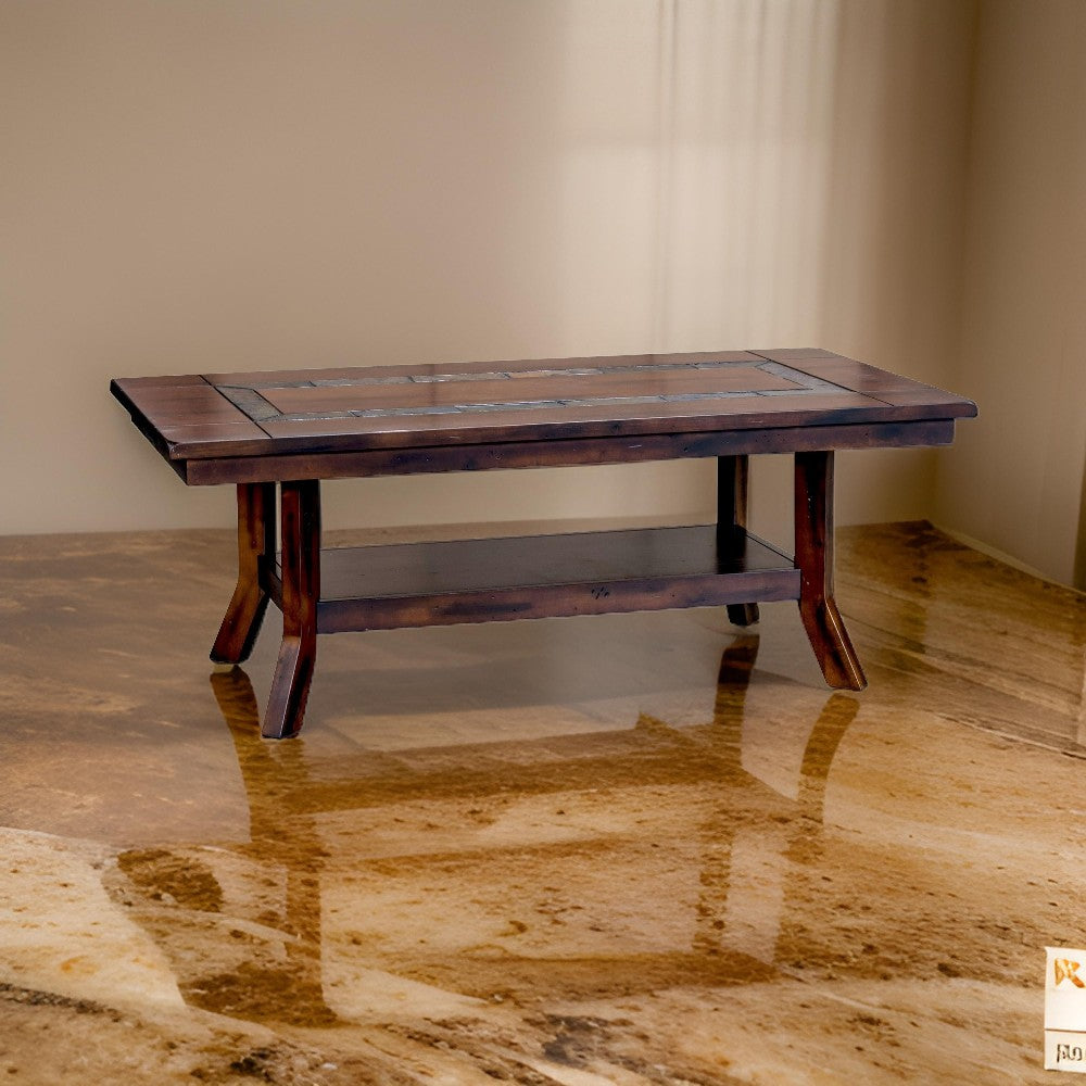 Odel Coffee Table, 1 Shelf, Dark Brown Mahogany, Rectangular 49" Top