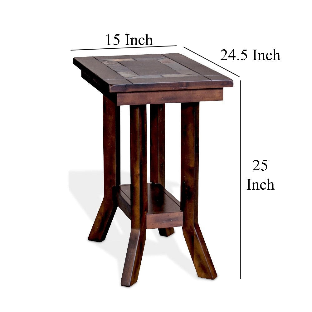 Odel Accent Chairside Table Dark Brown Mahogany Rectangular 25’’ Top BM325493
