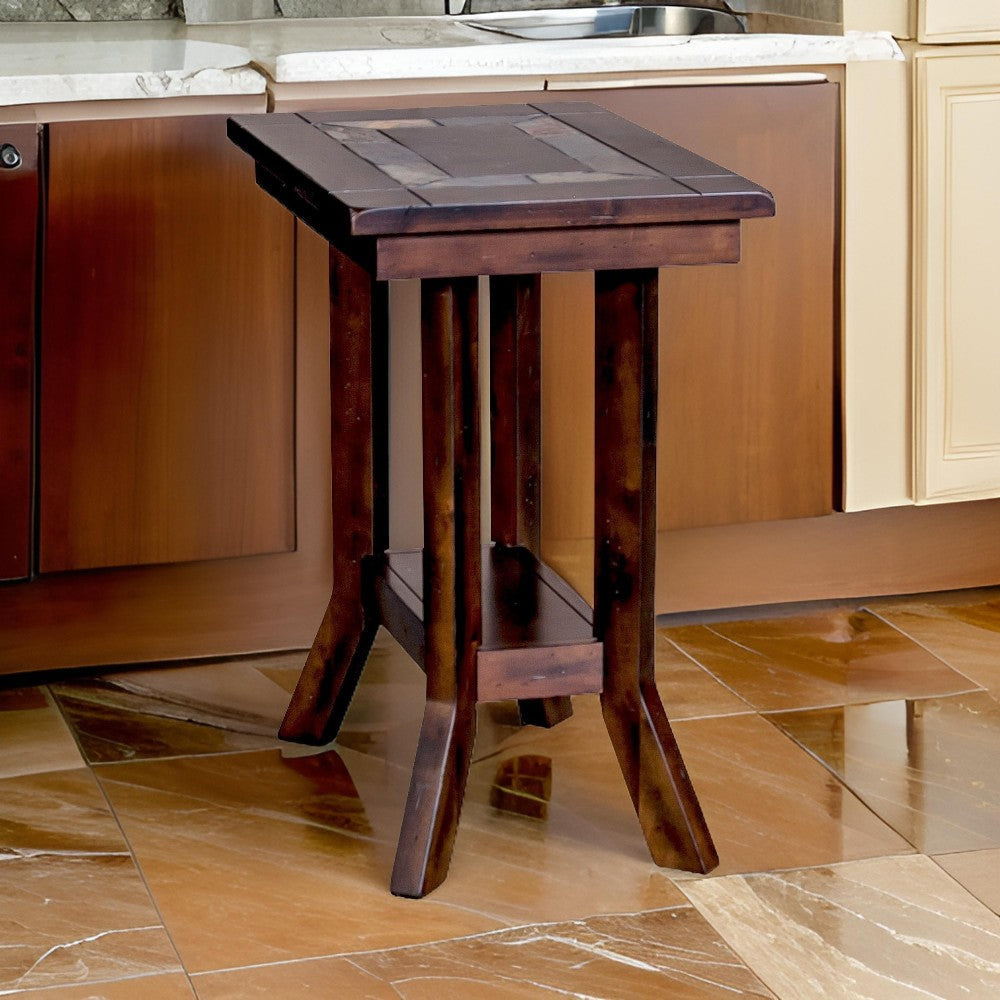 Odel Accent Chairside Table, Dark Brown Mahogany, Rectangular 25" Top