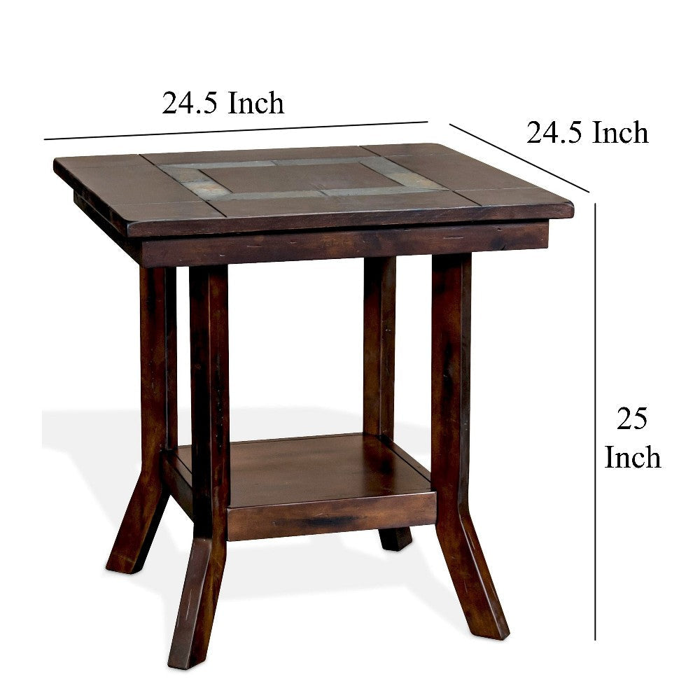 Odel Side End Table 1 Shelf Dark Brown Mahogany Rectangular 25’’ Top BM325494