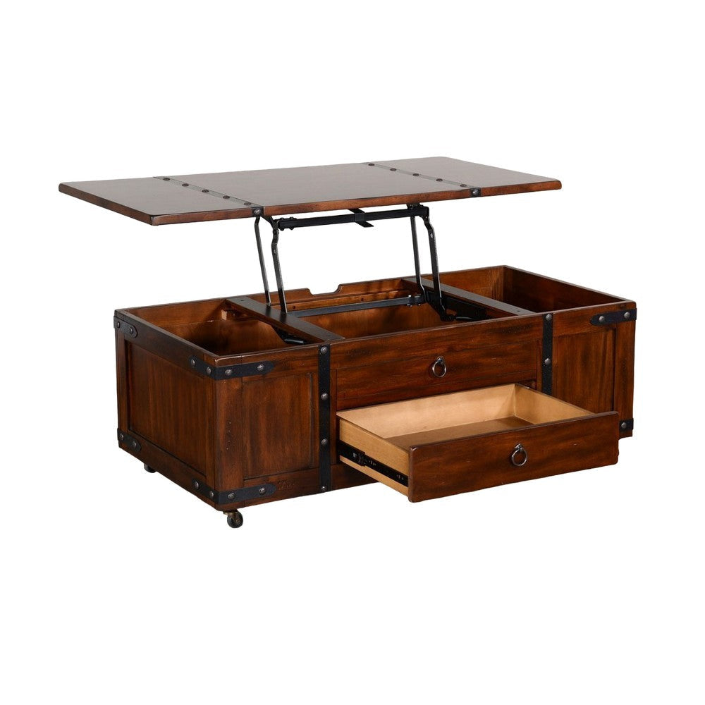 Odel Coffee Table Dark Brown Mahogany Wood Rectangular 48’’ Top BM325502