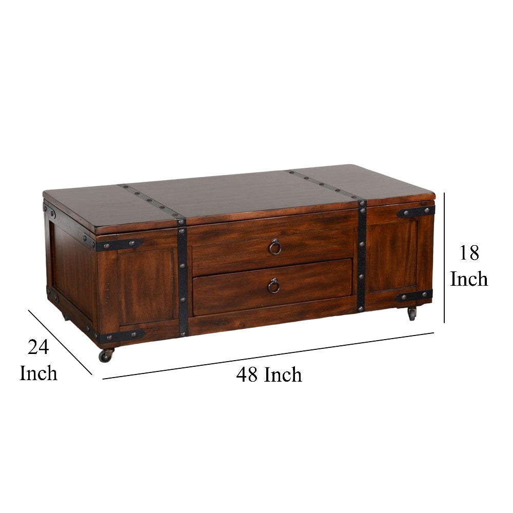 Odel Coffee Table Dark Brown Mahogany Wood Rectangular 48’’ Top BM325502