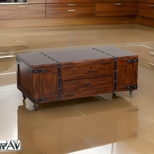 Odel Coffee Table, Dark Brown Mahogany Wood, Rectangular 48" Top