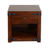 Odel Side End Table Drawer Dark Brown Mahogany Wood Metal 24’’ Top BM325504
