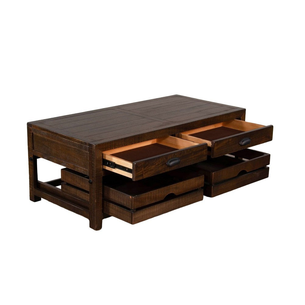 Flint Coffee Table 2 Drawers Crates Dark Brown Mahogany 50’’ Top BM325505