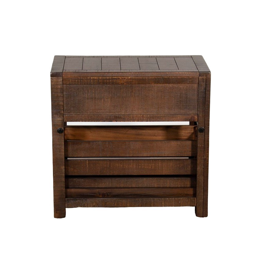 Flint Accent Chairside Table 1 Drawer Crate 26’’ Dark Brown Wood BM325506