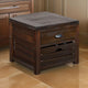 Flint End Table, 1 Drawer, 1 Crate, Dark Brown Mahogany Wood, 26" Top