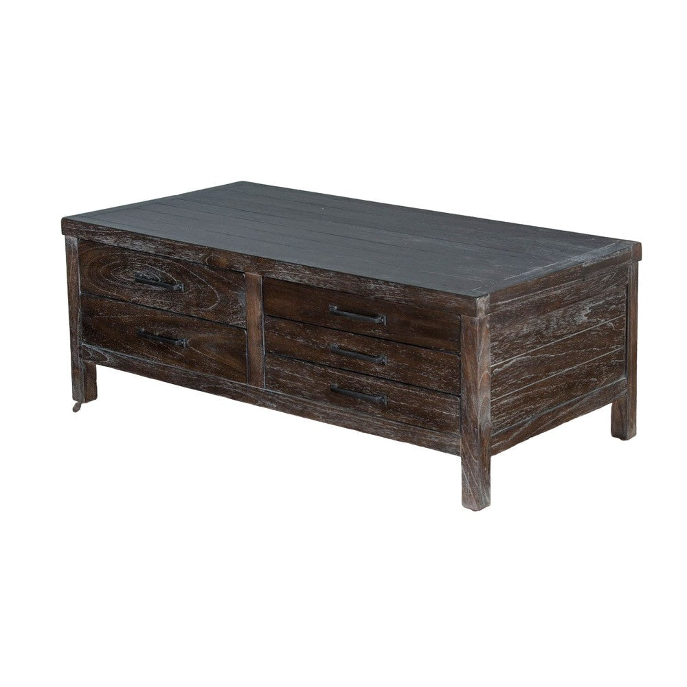 Nikay Coffee Table 5 Drawers Dark Brown Mindi Rectangular 50’’ Top BM325511