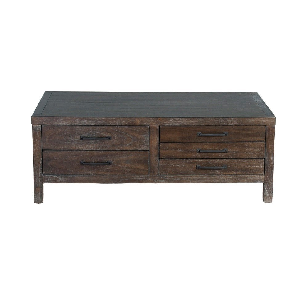 Nikay Coffee Table 5 Drawers Dark Brown Mindi Rectangular 50’’ Top BM325511