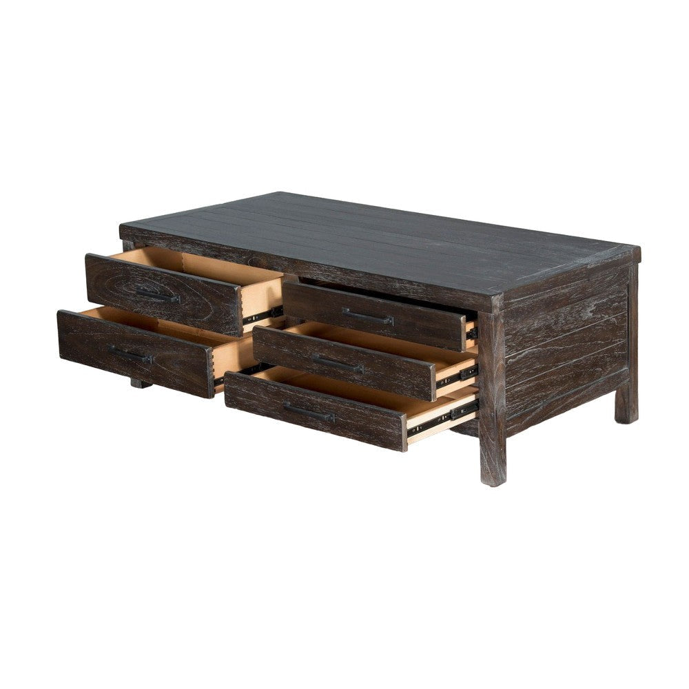 Nikay Coffee Table 5 Drawers Dark Brown Mindi Rectangular 50’’ Top BM325511
