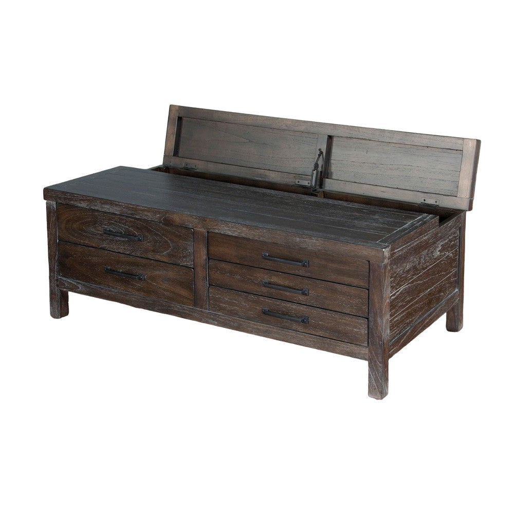 Nikay Coffee Table 5 Drawers Dark Brown Mindi Rectangular 50’’ Top BM325511