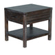 Nikay Side End Table 1 Drawer Shelf Dark Brown Mindi Wood 26’’ Top BM325513