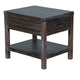 Nikay Side End Table 1 Drawer Shelf Dark Brown Mindi Wood 26’’ Top BM325513