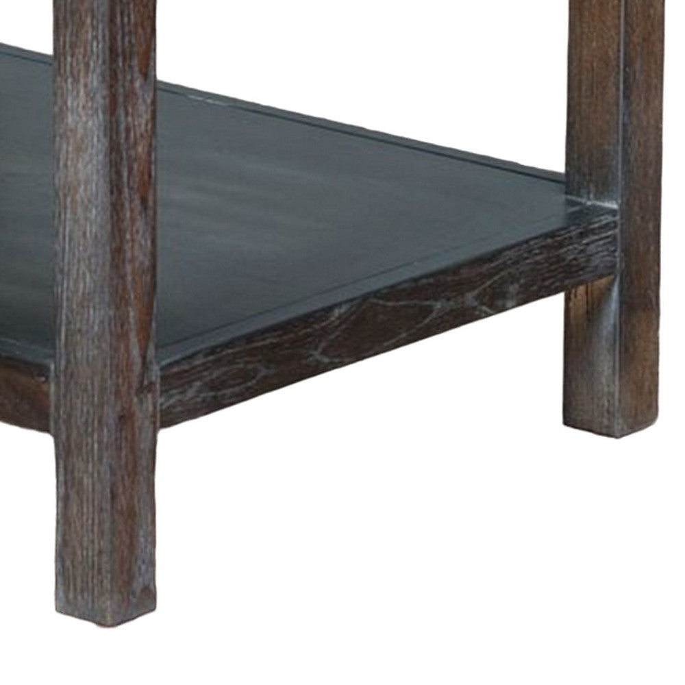Nikay Side End Table 1 Drawer Shelf Dark Brown Mindi Wood 26’’ Top BM325513