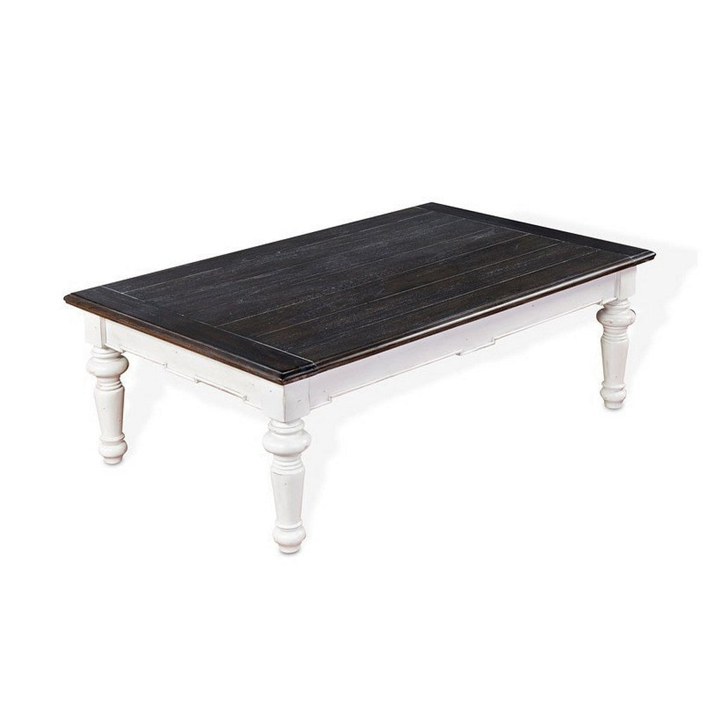 Kiyan Coffee Table White Dark Brown Mahogany Rectangular 52’’ Top BM325515
