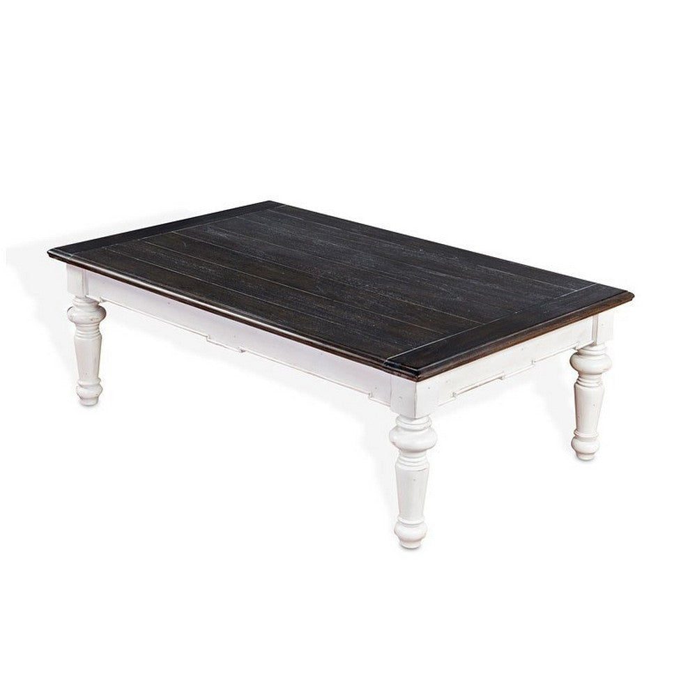 Kiyan Coffee Table White Dark Brown Mahogany Rectangular 52’’ Top BM325515