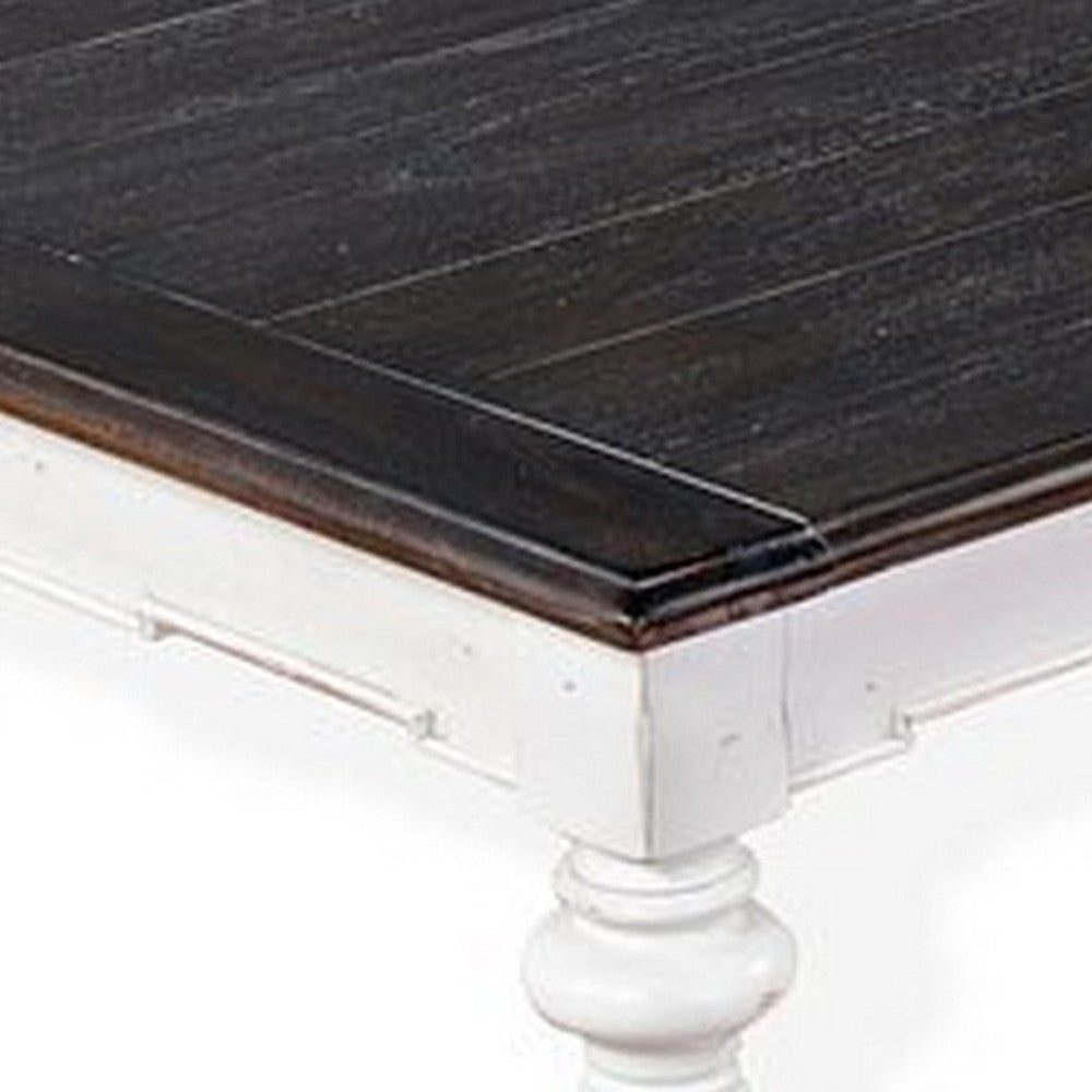 Kiyan Coffee Table White Dark Brown Mahogany Rectangular 52’’ Top BM325515