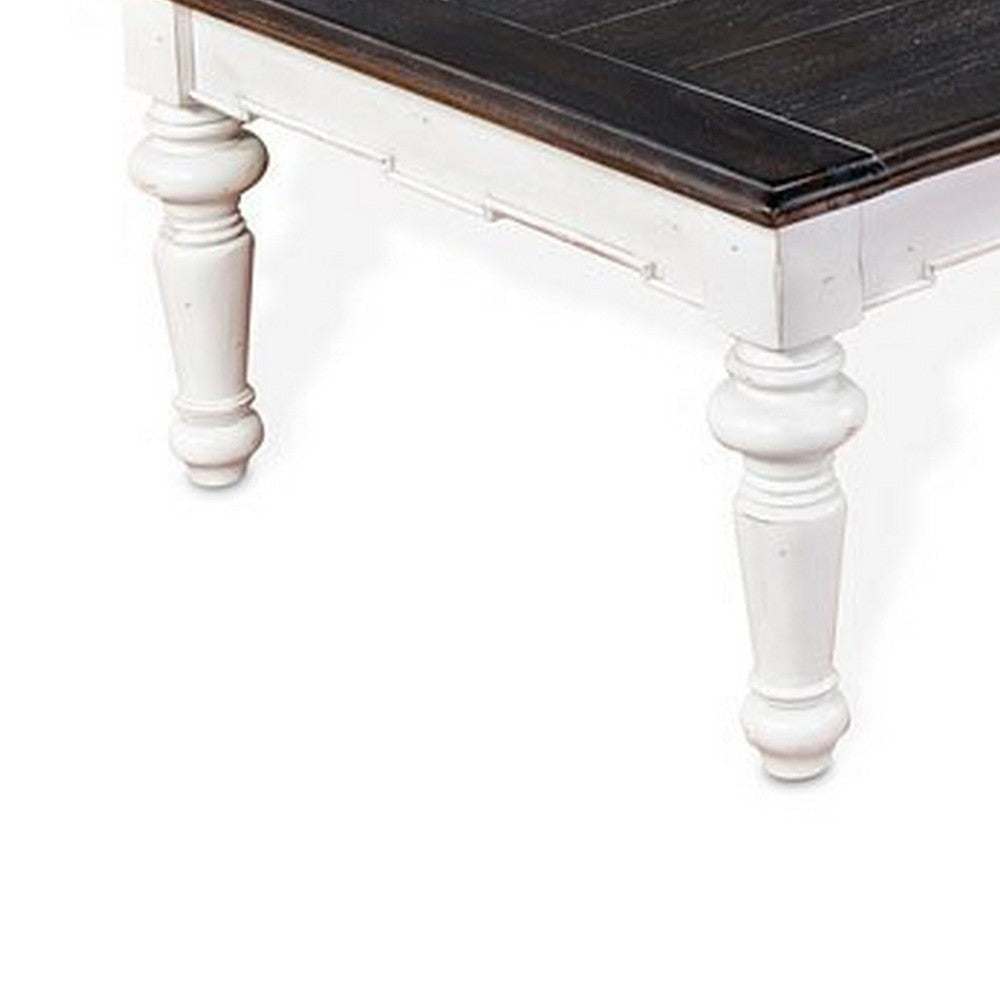 Kiyan Coffee Table White Dark Brown Mahogany Rectangular 52’’ Top BM325515