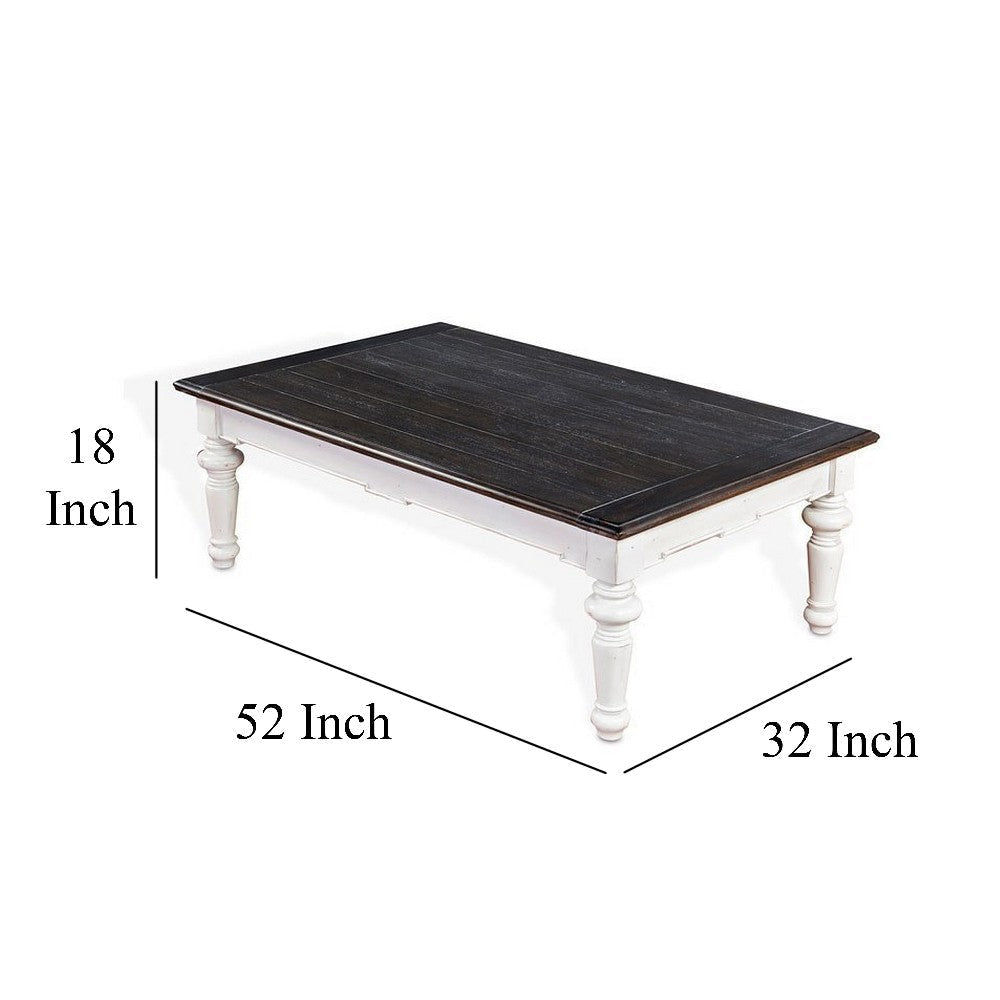 Kiyan Coffee Table White Dark Brown Mahogany Rectangular 52’’ Top BM325515