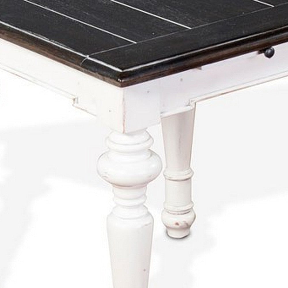 Kiyan End Table 1 Drawer Off White Dark Brown Mahogany 24’’ Top BM325517