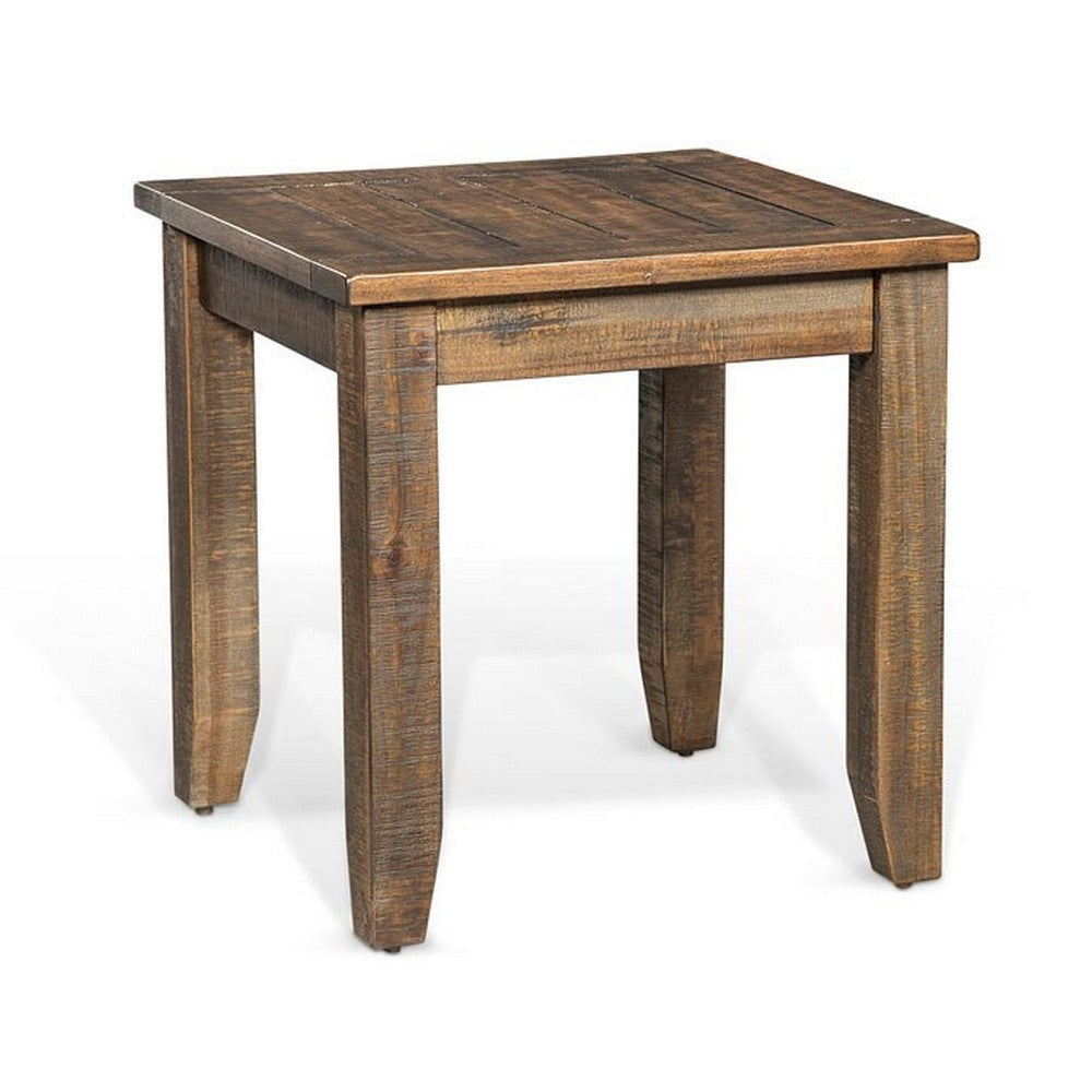 Flint Side End Table Dark Brown Mahogany Wood Frame 22’’ Square Top BM325520