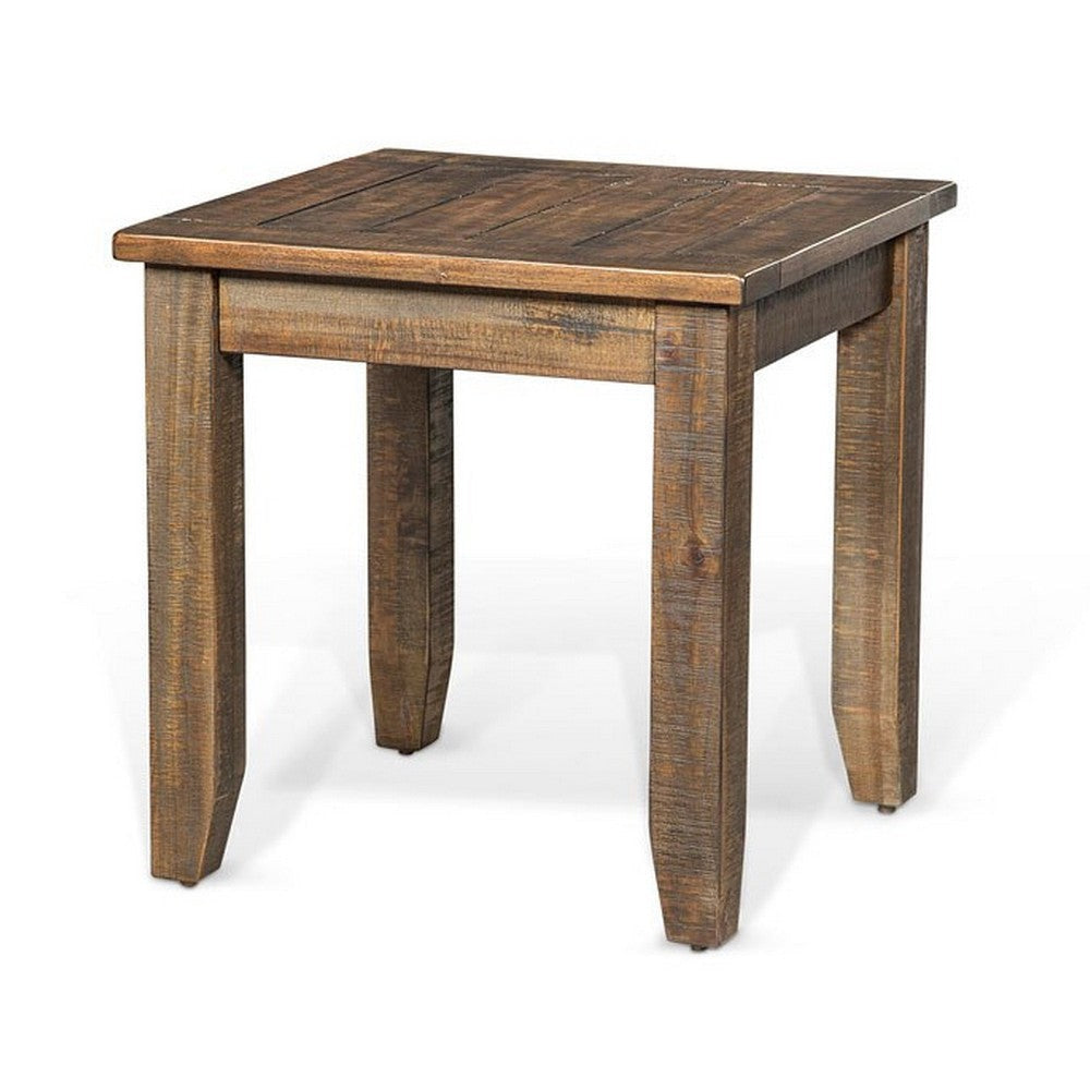 Flint Side End Table Dark Brown Mahogany Wood Frame 22’’ Square Top BM325520