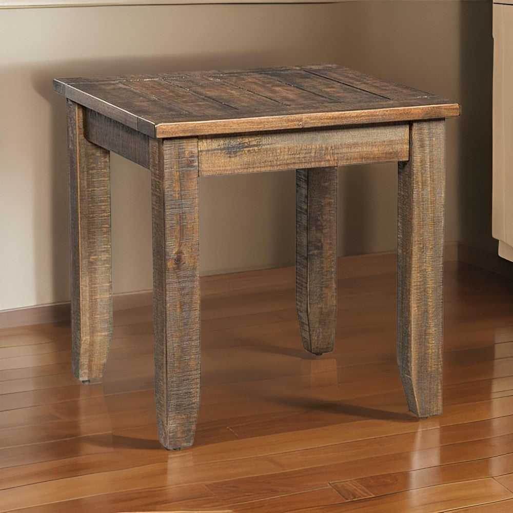 Flint Side End Table, Dark Brown Mahogany Wood Frame, 22" Square Top