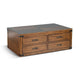 Zinia Coffee Table 4 Drawers Plinth Medium Brown Mindi Wood 50’’ Top BM325522