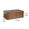 Zinia Coffee Table 4 Drawers Plinth Medium Brown Mindi Wood 50’’ Top BM325522