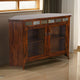 Odel Corner TV Console, Glass Doors, Dark Brown Mahogany, 55" Top