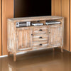 Rany TV Console, 60Wx36H Light Brown Mahogany, 5 Shelves, 3 Drawers