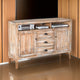 Rany TV Console, 60Wx36H Light Brown Mahogany, 5 Shelves, 3 Drawers