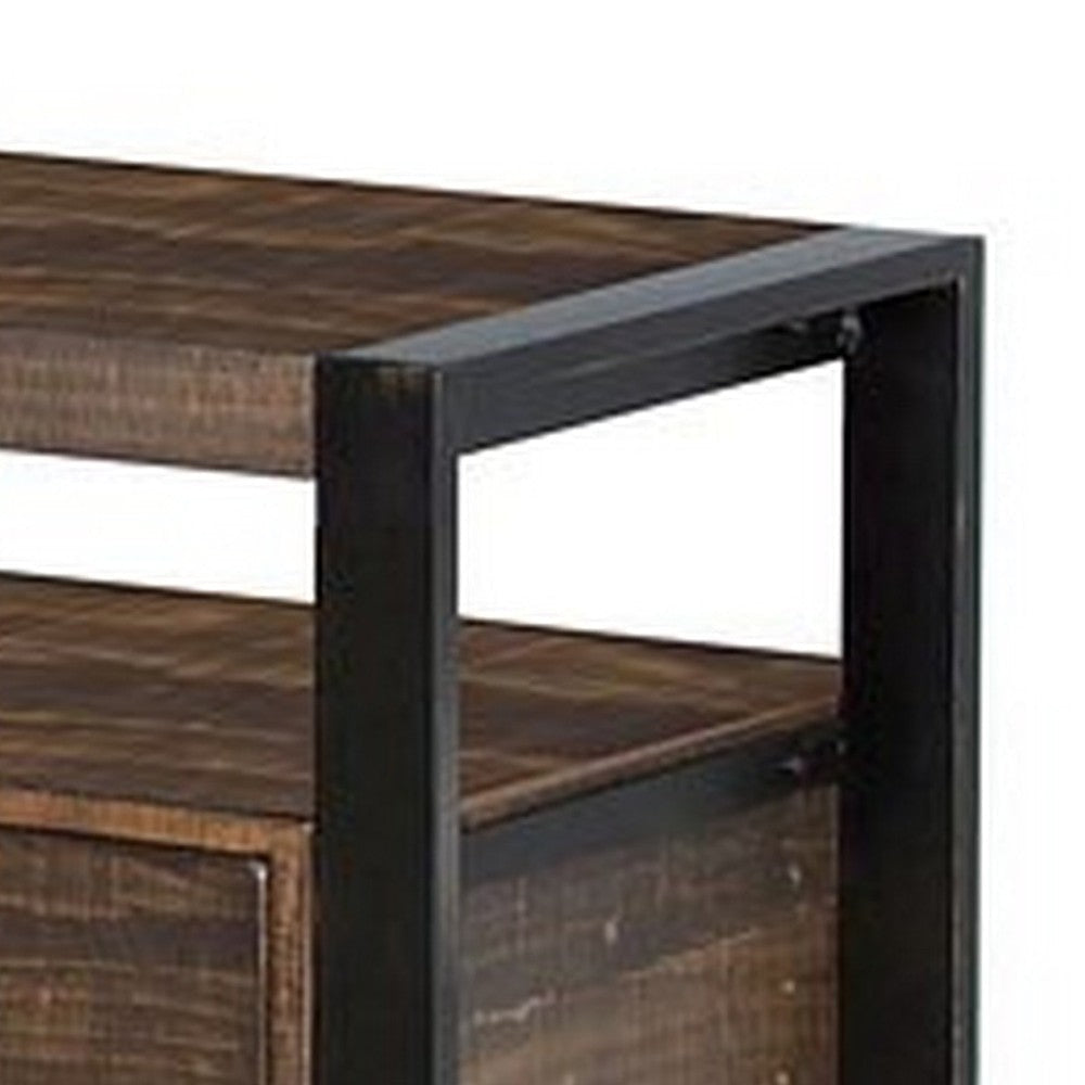 Flint TV Media Console 3 Drawers 2 Shelves Dark Brown Wood 64’’ Top BM325529
