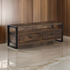 Flint TV Media Console, 3 Drawers, 2 Shelves, Dark Brown Wood, 64" Top